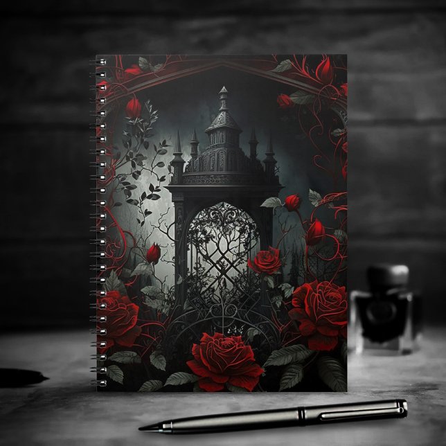 Gothic Cemetery Rose Garden with Red and Black Notebook (Creator Uploaded)