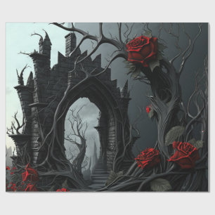 Gothic Cemetery Rose Garden Wrapping Paper