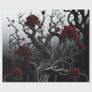 Gothic Cemetery Rose Garden Wrapping Paper