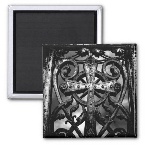 Gothic cemetery wrought iron celtic cross in heart magnet