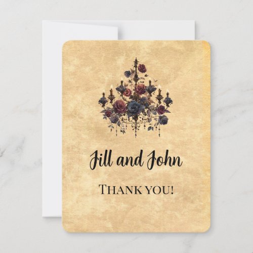 Gothic Chandelier Floral Thank You Card