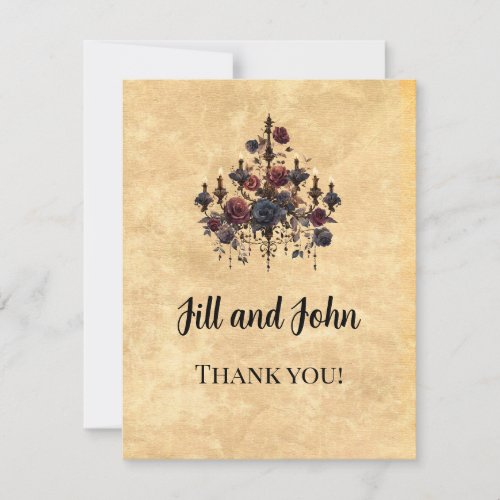 Gothic Chandelier Floral Thank You Card
