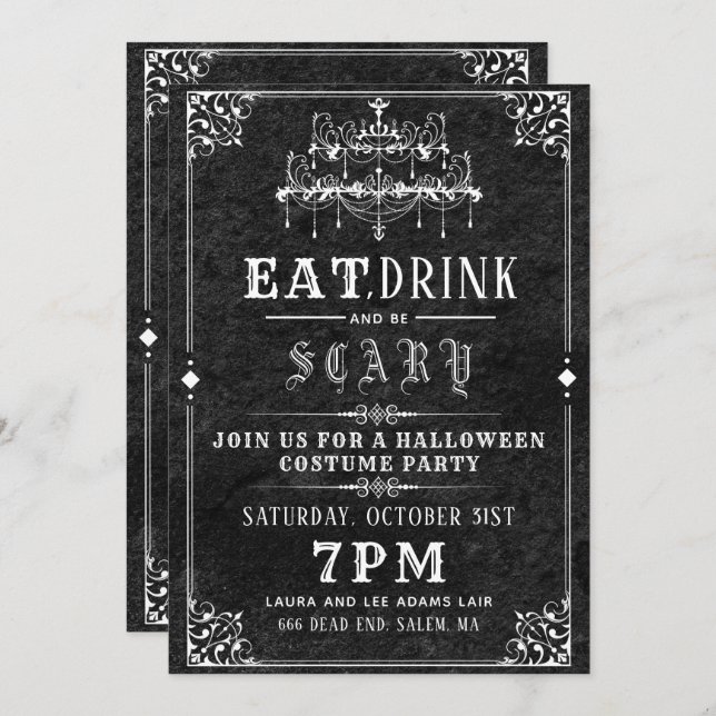 Gothic Chandelier Halloween Party Invitation (Front/Back)