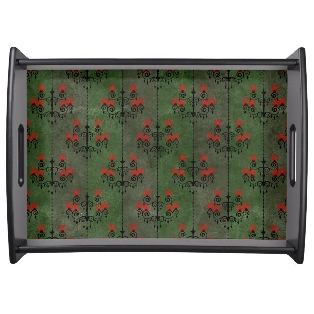 Gothic Chandelier Pattern Holiday Serving Tray (Front)