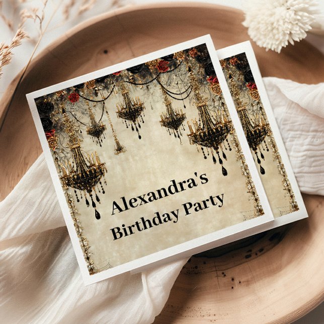 Gothic Chandelier Roses Birthday Napkins (Creator Uploaded)