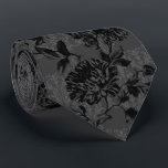 Gothic Charcoal Damask Black Floral Wedding Neck Tie<br><div class="desc">A dramatic gothic black and charcoal gray wedding neck tie featuring floral damask mixed with black and gray vintage florals. Makes a perfect neck tie for groom and groomsmen.</div>