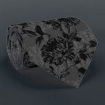 Gothic Charcoal Damask Black Floral Wedding Neck Tie<br><div class="desc">A dramatic gothic black and charcoal gray wedding neck tie featuring floral damask mixed with black and gray vintage florals. Makes a perfect neck tie for groom and groomsmen.</div>
