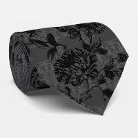 Gothic Charcoal Damask Black Floral Wedding