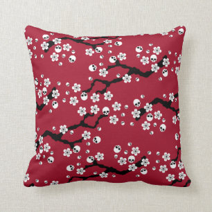 Gothic Cherry Blossoms Throw Pillow
