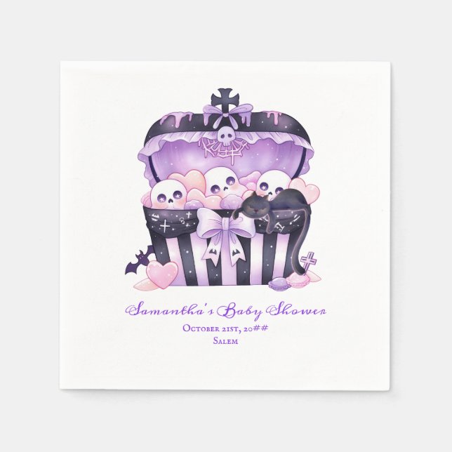 Gothic Chest Halloween Goth Books for Baby Shower Napkins (Front)