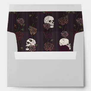 Gothic Chic Gray Skull and Rose Envelope