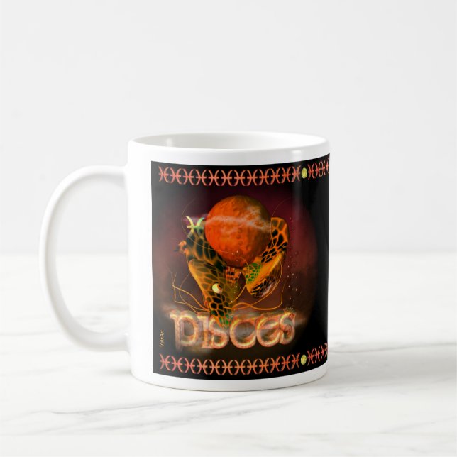 Gothic Chinese zodiac astrology sign Pisces Coffee Mug (Left)