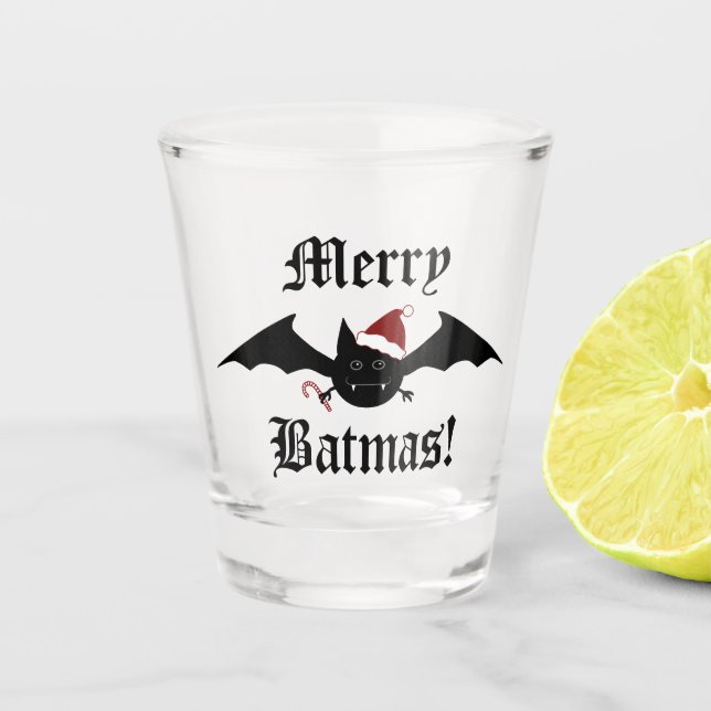 Gothic Christmas bat adorable Shot Glass (Front)