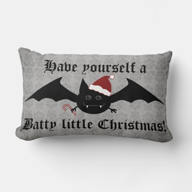 Gothic Christmas bat decor Lumbar Pillow (Front)