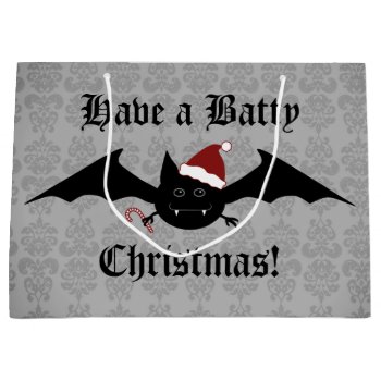 Gothic Christmas Bat Festive Large Gift Bag by TheHopefulRomantic at Zazzle