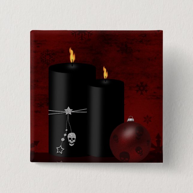 Gothic Christmas Candles Ornament Button (Front)