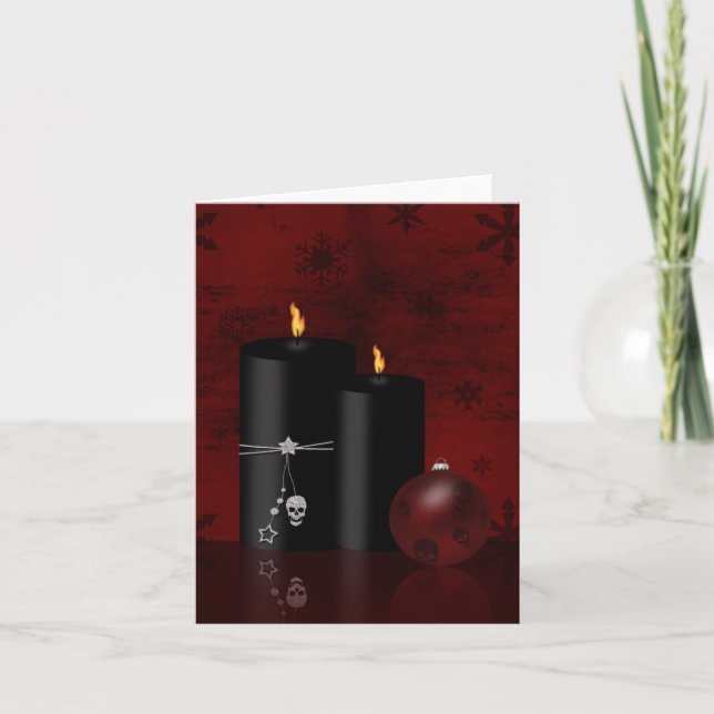 Gothic Christmas Candles Ornament Holiday Card (Front)