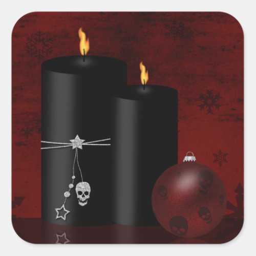 Gothic Christmas Candles Ornament Square Sticker