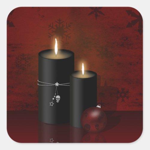 Gothic Christmas Candles Ornament Square Sticker