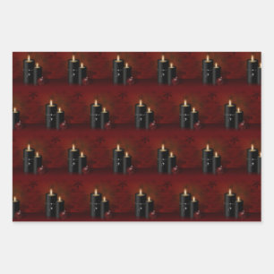 Gothic Christmas Candles Ornament Wrapping Paper Sheets