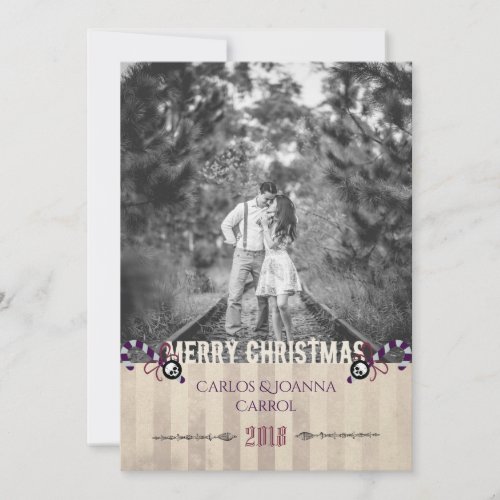 Gothic Christmas Candy Cane Photo Card