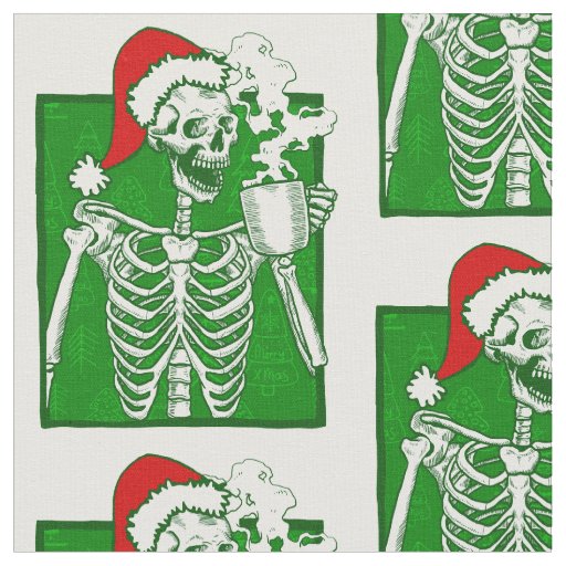 gothic christmas coffee skeleton horror  fabric
