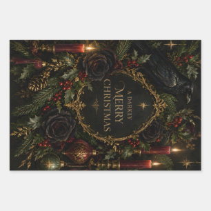 Gothic Christmas, Dark Romantic Victorian design Wrapping Paper Sheets