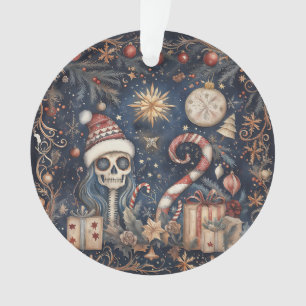 Gothic Christmas Festive Spooky Skull Ornament