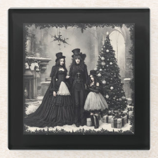 Gothic Christmas Glass Coaster