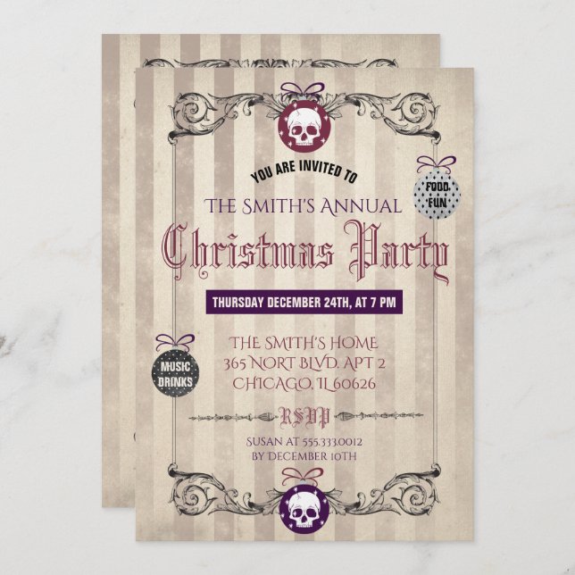 Gothic Christmas Party Invitation (Front/Back)