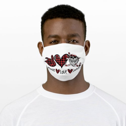 Gothic Christmas  Peace Love and Santa Skull Adult Cloth Face Mask