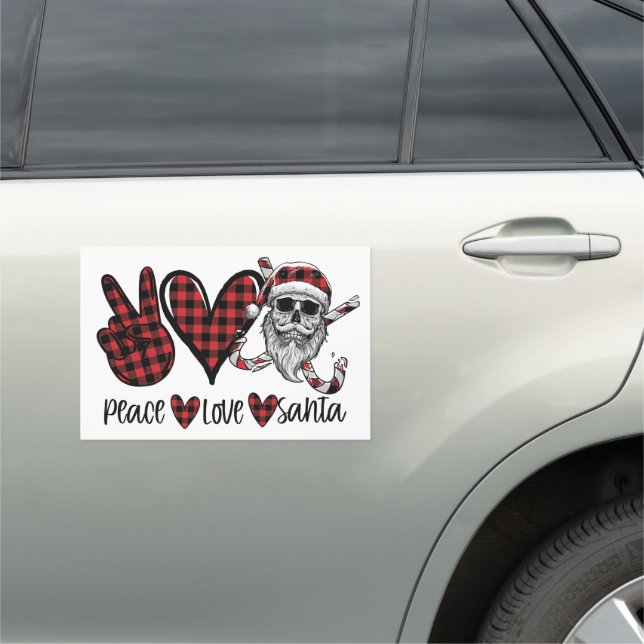 Gothic Christmas | Peace Love and Santa Skull Car Magnet (In Situ)