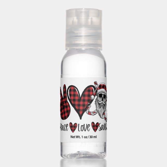Gothic Christmas | Peace Love and Santa Skull Hand Sanitizer (Front)