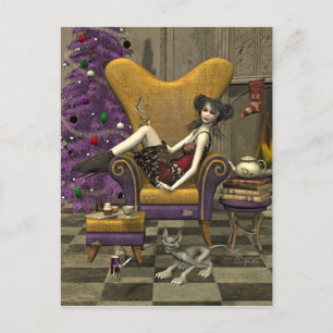Gothic Christmas Postcard - "Waiting for Santa"