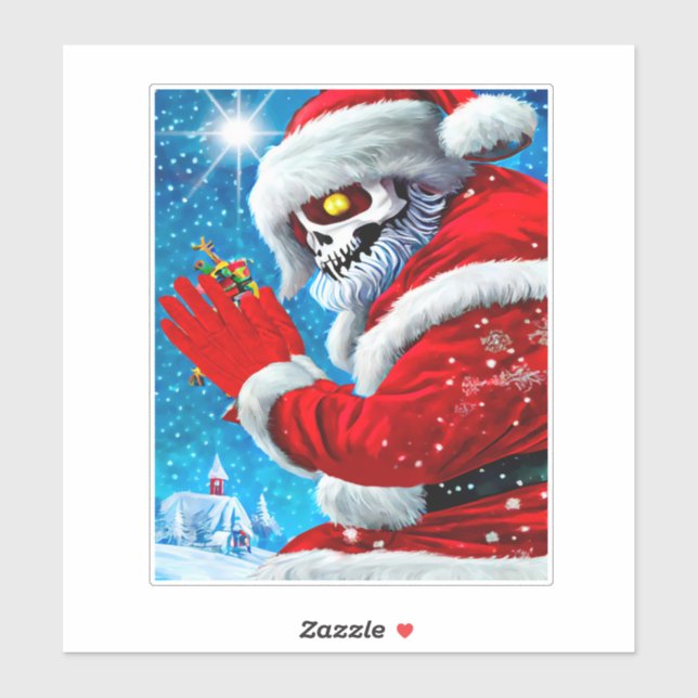Gothic Christmas Santa Claus Skeleton Monster Art  Sticker (Sheet)