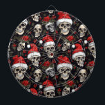 Gothic Christmas Santa Skull Dark Holiday Pattern Dart Board<br><div class="desc">Add a unique twist to your holiday celebrations with this gothic Christmas skull dartboard! Featuring a striking pattern of skulls wearing Santa hats, accented with roses and holly against a dark backdrop, this dartboard brings a spooky yet festive vibe to any game room or holiday gathering. Perfect for those who...</div>
