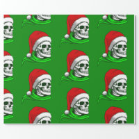 Santa Skull Goth Christmas Eco-Friendly Black Wrapping Paper