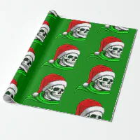 Santa Skull Goth Christmas Eco-Friendly Black Wrapping Paper