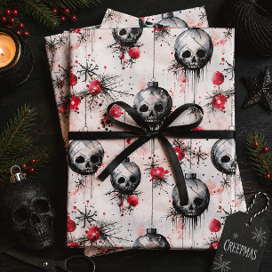 Gothic Christmas Santa Skulls Creepmas Wrapping Paper Sheets