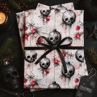 Gothic Christmas Santa Skulls Creepmas Wrapping Paper Sheets