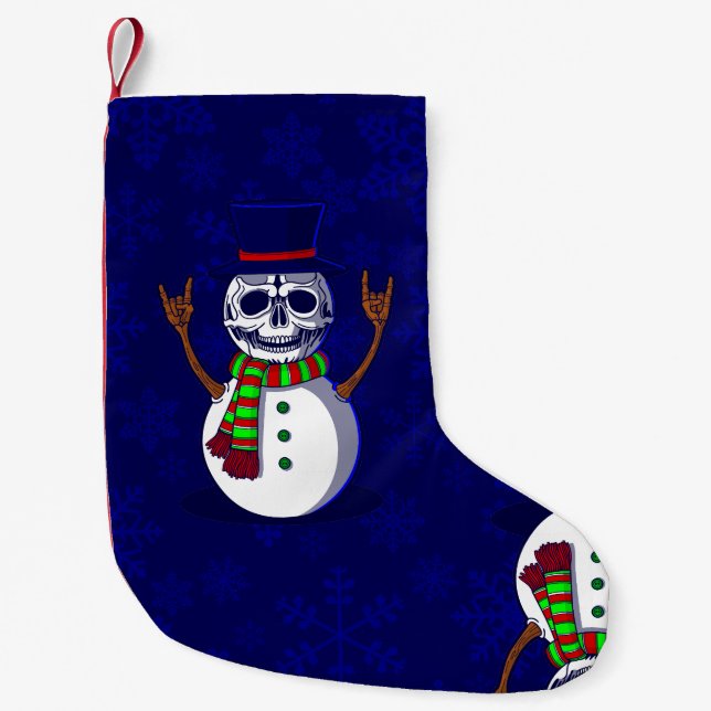 gothic christmas skeleton snowman gothmas creepmas small christmas stocking (Front)