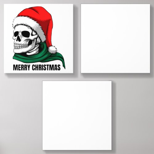 Gothic Christmas Skull with Santa Hat Acrylic Photo Tile