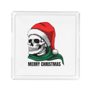 Gothic Christmas Skull with Santa Hat – Alternativ Acrylic Tray