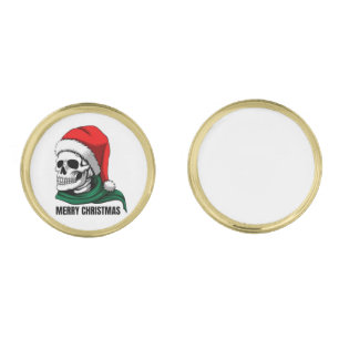 Gothic Christmas Skull with Santa Hat – Alternativ Cufflinks
