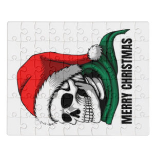 Gothic Christmas Skull with Santa Hat – Alternativ Jigsaw Puzzle