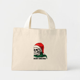 Gothic Christmas Skull with Santa Hat – Alternativ Mini Tote Bag