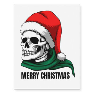 Gothic Christmas Skull with Santa Hat – Alternativ Temporary Tattoos