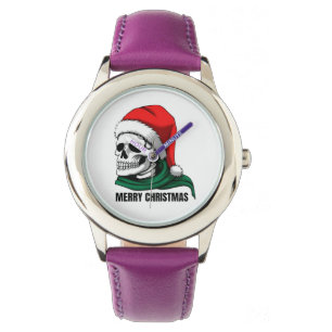 Gothic Christmas Skull with Santa Hat – Alternativ Watch