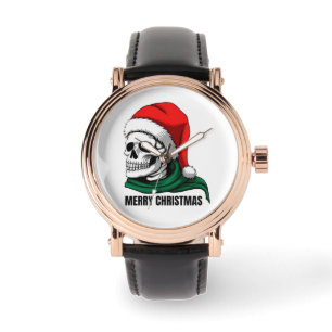 Gothic Christmas Skull with Santa Hat – Alternativ Watch
