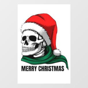 Gothic Christmas Skull with Santa Hat – Alternativ Window Cling